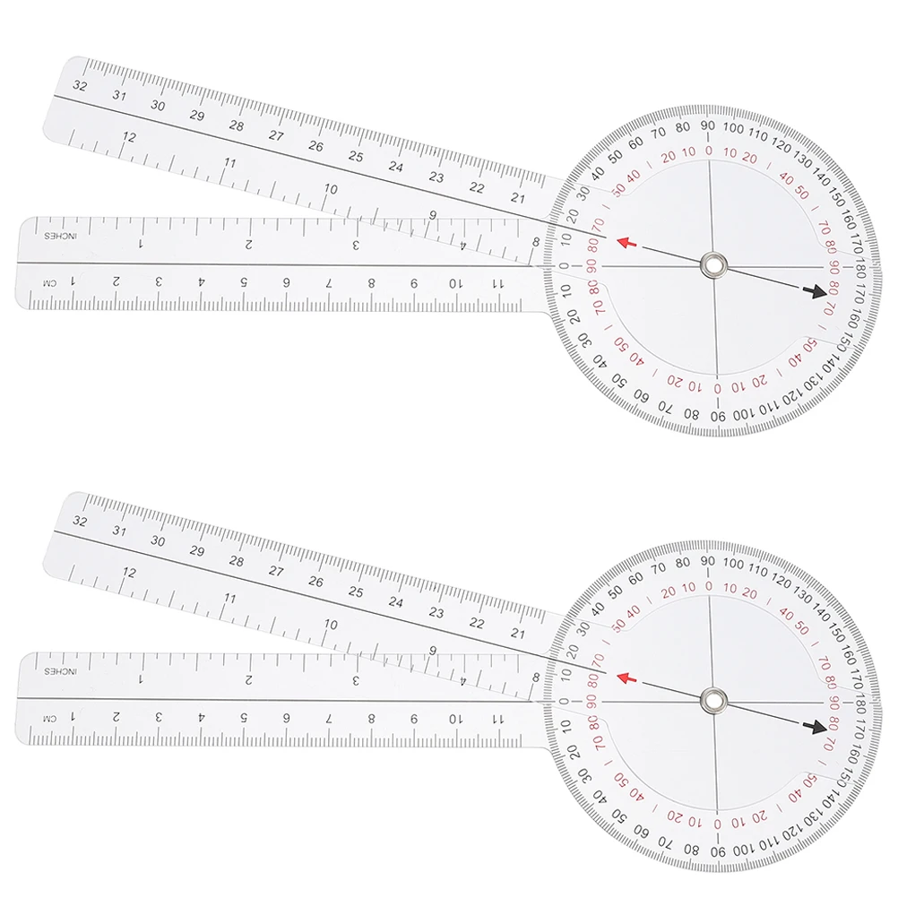 2Pcs 8Inch Angle Ruler Rotatable Plastic Goniometer Folding Tool for Architecture Engineering Measurement Drafting