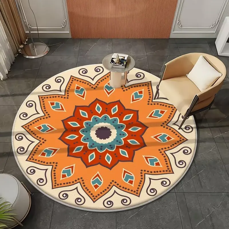 Moroccan Ethnic Style Round Carpets Office Chair Floor Mats Home Living Room Bedroom Decoration Anti-slip Bedside Sofa Area Rugs