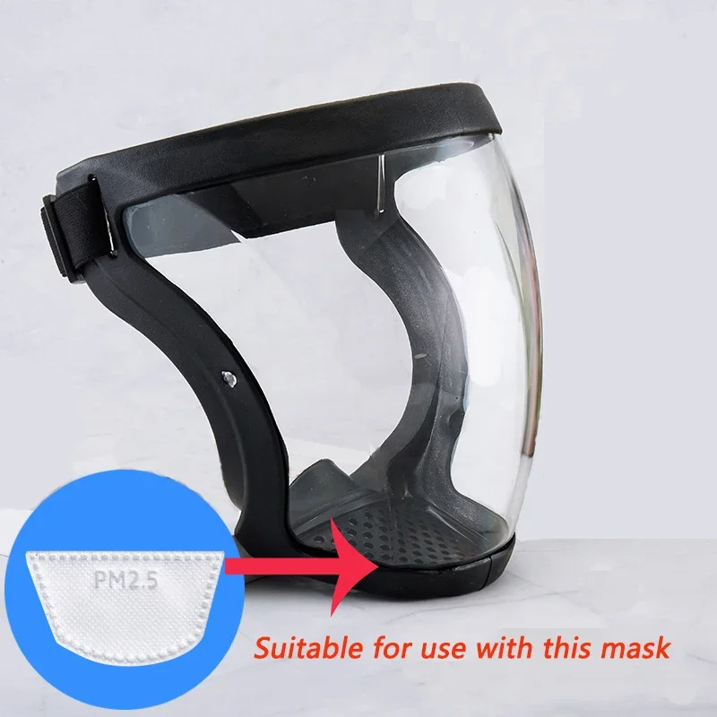 Full Face Shield Windproof Anti-Dust Mask Anti-splash Safety GlassesDustproof PM2.5 Replaced Filters For Transparent Protective