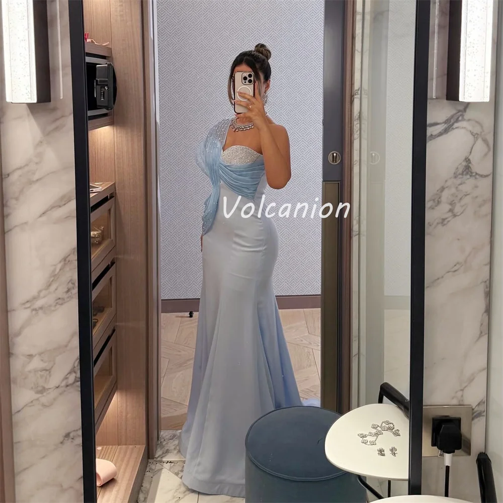 Индивидуальные высококачественные блестящие джерси с жемчугом и бисером, стразами, плиссированные русалки, длинные платья на одно плечо, платья для особых случаев на заказ