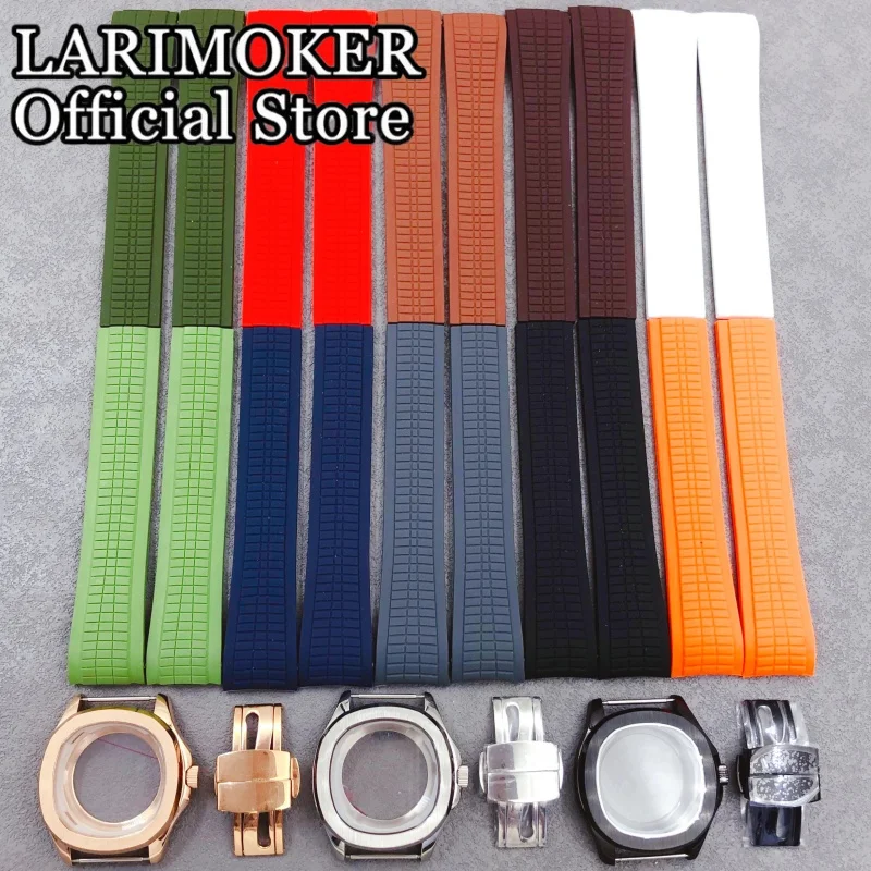 

LARIMOKER 40 мм серебристый/розовый/черный корпус из нержавеющей стали с сапфировым стеклом и резиновый ремешок для часов подходит для механизма NH35 PT5000