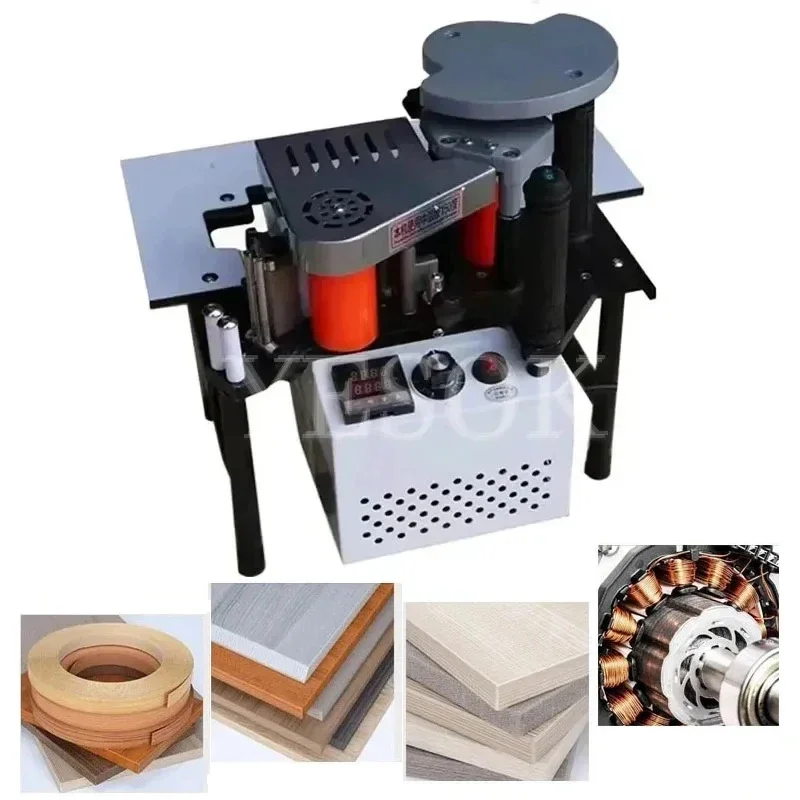 220V Small Manual Edge Banding Machine，1200W Double Side Gluing Portable Edge Bander Woodworking Equipment