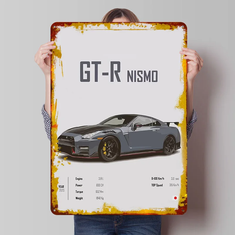Japanese Car GT-R Nismo Metal Poster Customized Wall Art Retro Vintage Tinplate Signs for House Home Decor Living Room Wand Deko