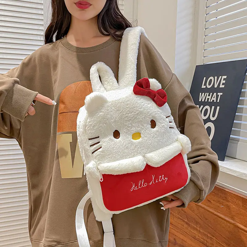 

Xiuya Hello Kitty Backpacks for Women Cute Cartoon Plush Small Aesthetic Backpacks New Casual Kawaii Female Luxury Designer Bags