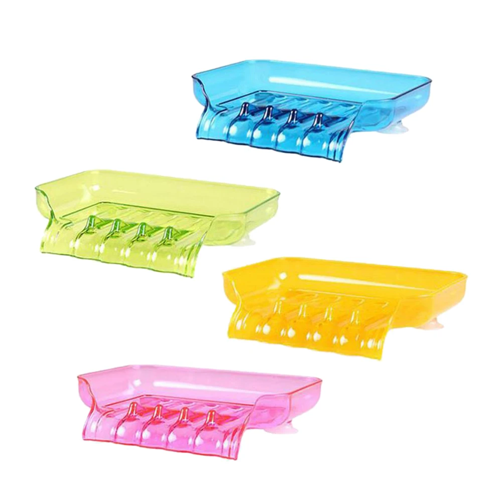 

4pcs Suction Cup Dish Draining Bathroom Soap Holder For Kitchen Sponge Brush Storage Non-Metal Portable Soap Box