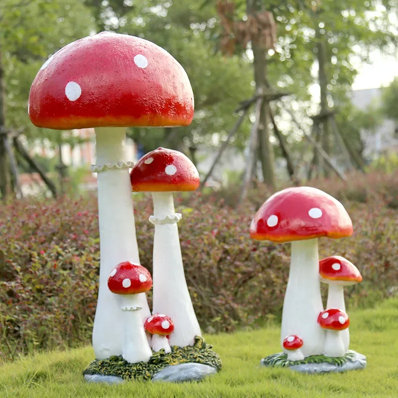 Outdoor artificial plant ornaments, garden forests, fiberglass, courtyard communities, mushroom sculptures, lawn landscape