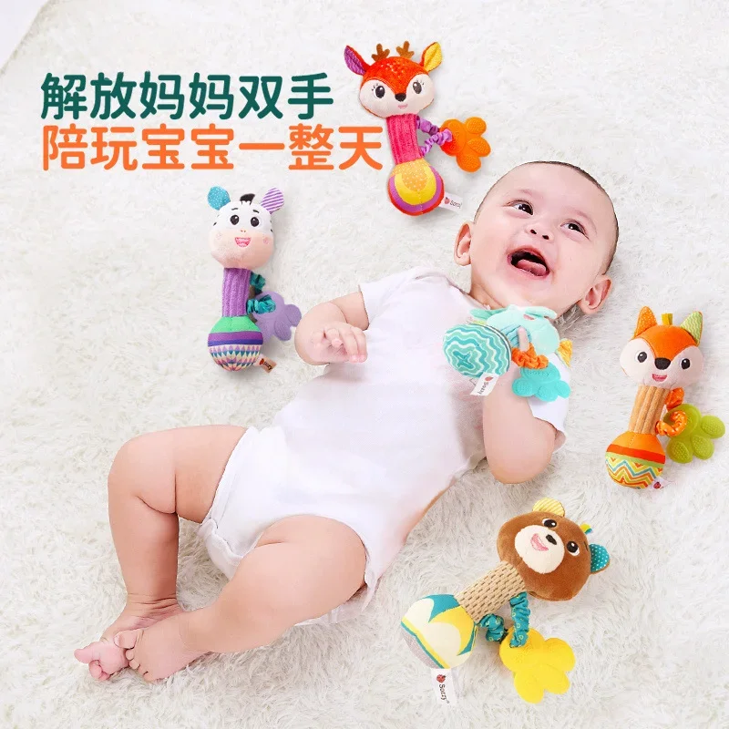 

Colorful Baby Rattles Fox Deer Zebra Bear Bunny Animal Shaped Infant Hand Rattle with Teether Crib Baby Toys 0 To 12 Months