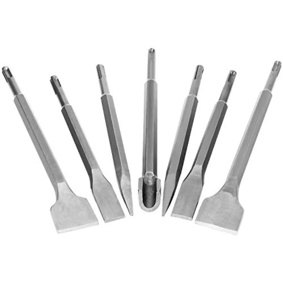 

7pc 3/8 inch SDS Plus Drill Chisel Set, Includes 40mm, 20mm and Specialty Chisels