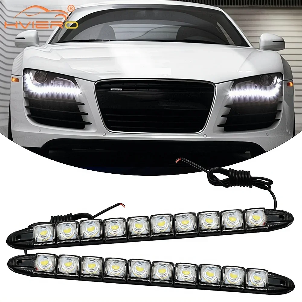 

Two Double Drill Fog Light Strobe Lamp DRL 12v 10LED White Flexible Super Bright Waterproof Turn Signal Daytime Running Lantern