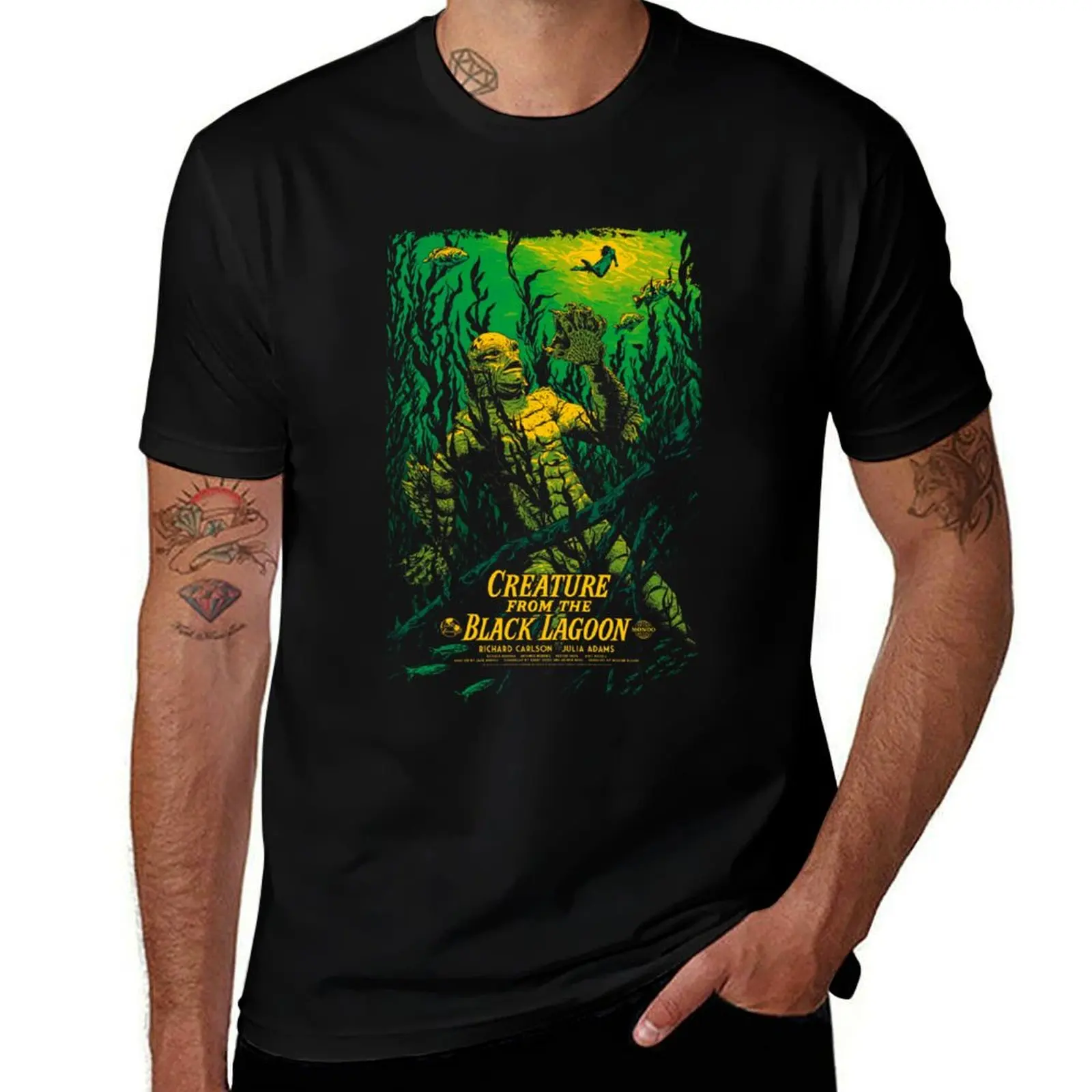 Music Vintage Retro Black Lagoon The Creature Gifts For Music Fans T-Shirt Simple Line Art Print Tee