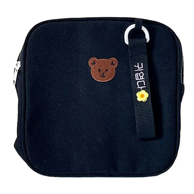 Korean Style Bear Backpacks for Children School Bags for Girls Kids Black Backpack Kindergarten Baby Bag Zipper Nylon Book Bag