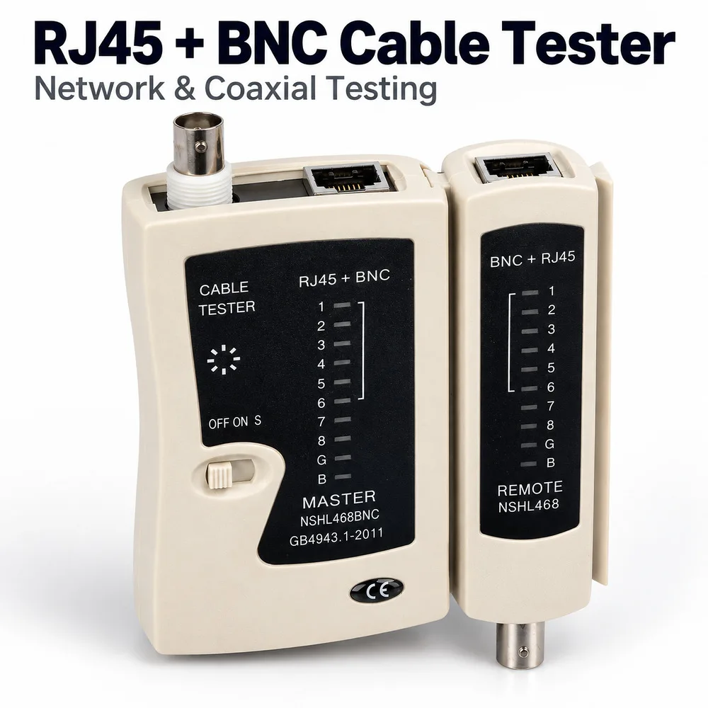 BNC Coaxial Cable Tester RJ45 Network Cable Tester LAN Tester Cat5 Cat6 Ethernet Wire Sequence Continuity Tester