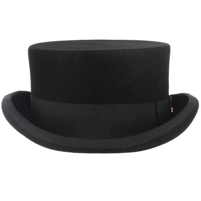 Woolen Flat Top Hat Hippies Adults Fedora Hat Stage Show Dress Up Headwear Dropship