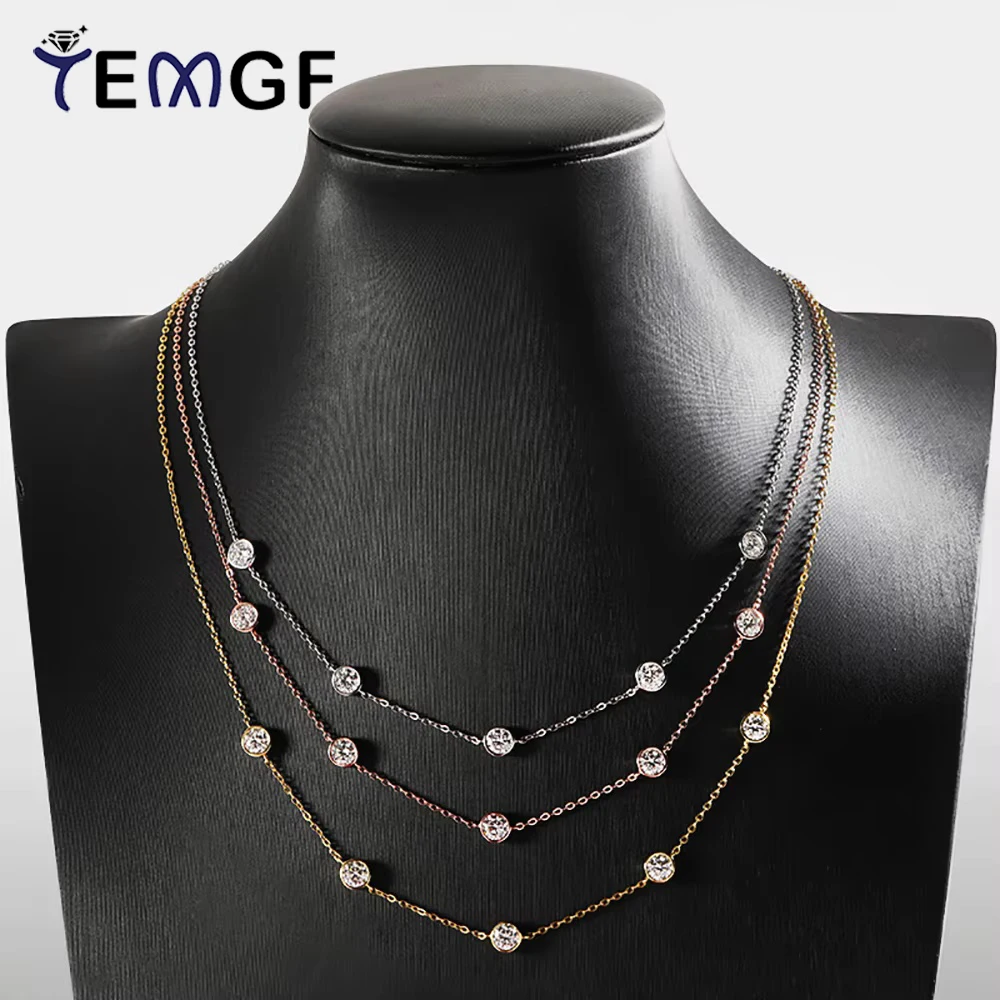 

TEMGF Full 5mm Moissanite Necklace GRA Certification S925 Sterling Silver Chain for Women Elegant Fashion Birthday Fine Jewelry