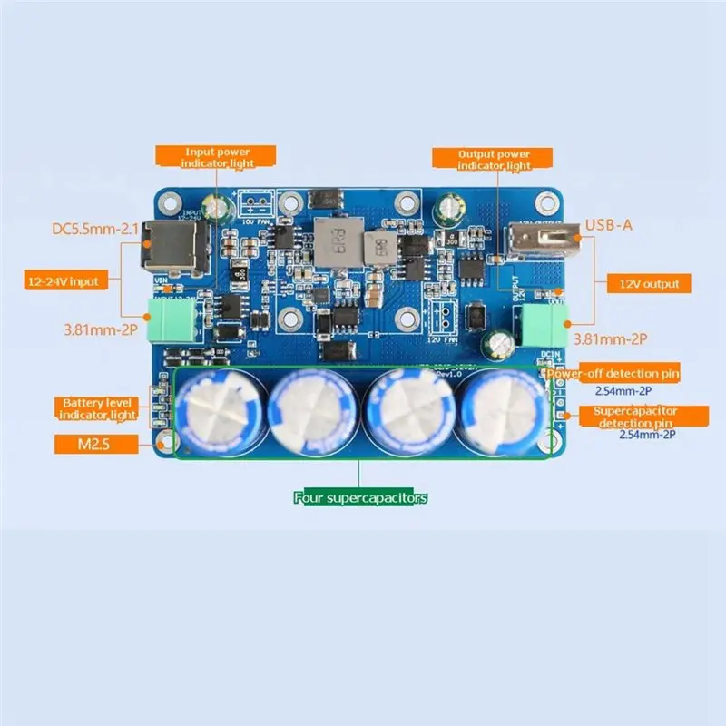 TKOH-Industrial 12V 2.5A Supercapacitor UPS System With CNC Cooling Base-Wide Input Voltage 12V 2.5A Output