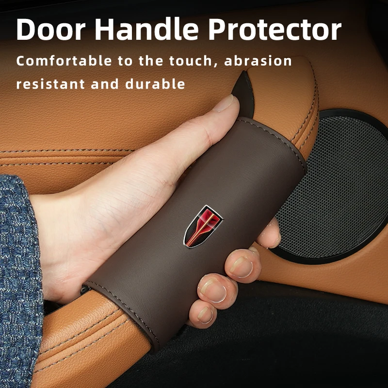 2PCS Car Interior Handle Protective Cover Leather Non-slip Strip For Hongqi H9 HS5 H5 H7 E-HS9 E115 HS7 LS7 2021 2022 2023