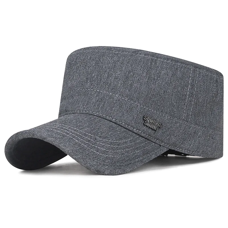 Autumn New Simple Fashion Cotton Military Hats For Men Personality Rear Sealing Adjustable Flat Cap Men's Cap gorras 모자 кепка
