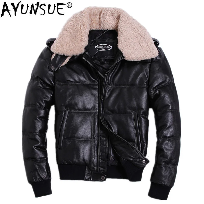 

Men Winter Down Jacket Genuine Cowhide Leather Jackets Duck Coat for Plus Size 2024 Doudoune HommeHA-805 KJ1143