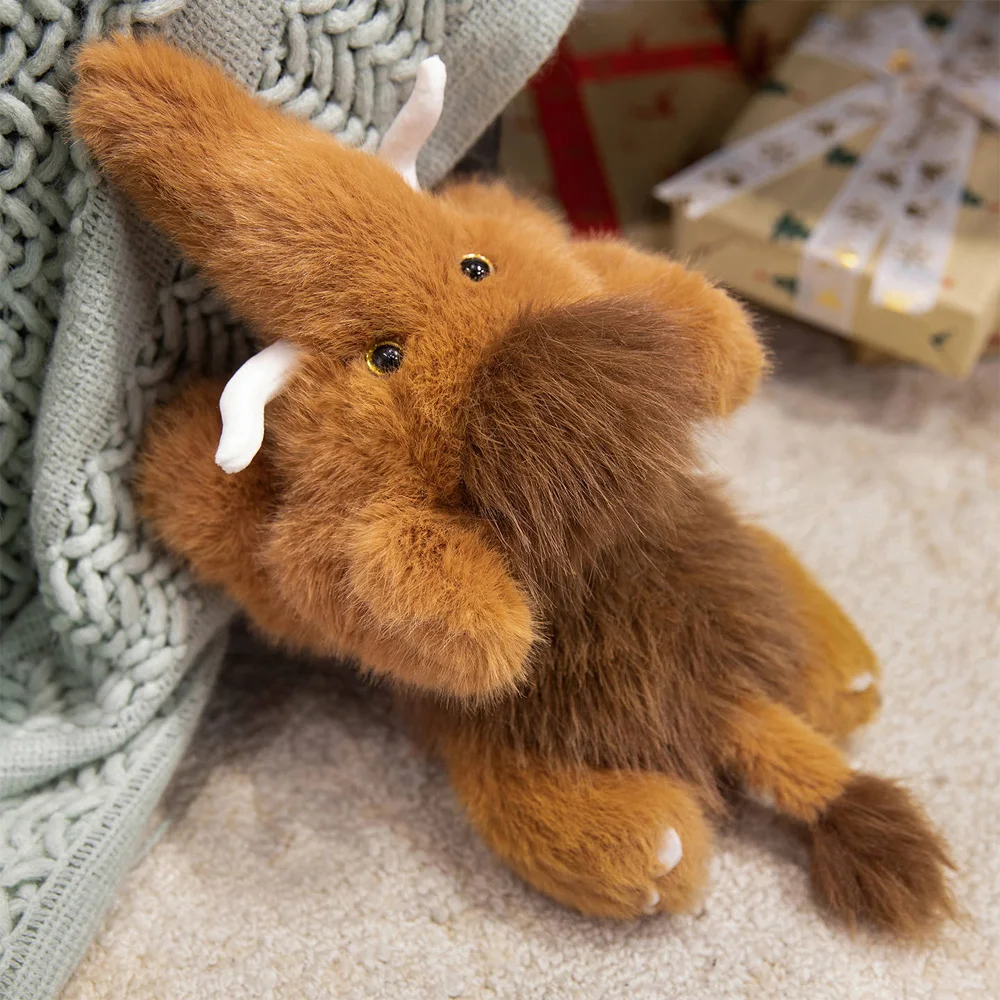 Venta al por mayor de juguete de peluche de mamut simulado de vida silvestre, muñecos de mamut de animales de peluche, peluche esponjoso, decoración del hogar, regalo para Navidad y cumpleaños