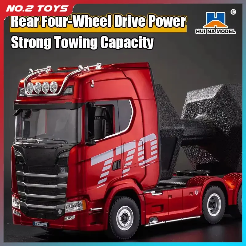 

HUINA 1501 770S Remote Control Alloy Tractor 1/18 19CH 2.4G RC Truck Engineering Vehicle Toys Trailer Truck with Light and Sound