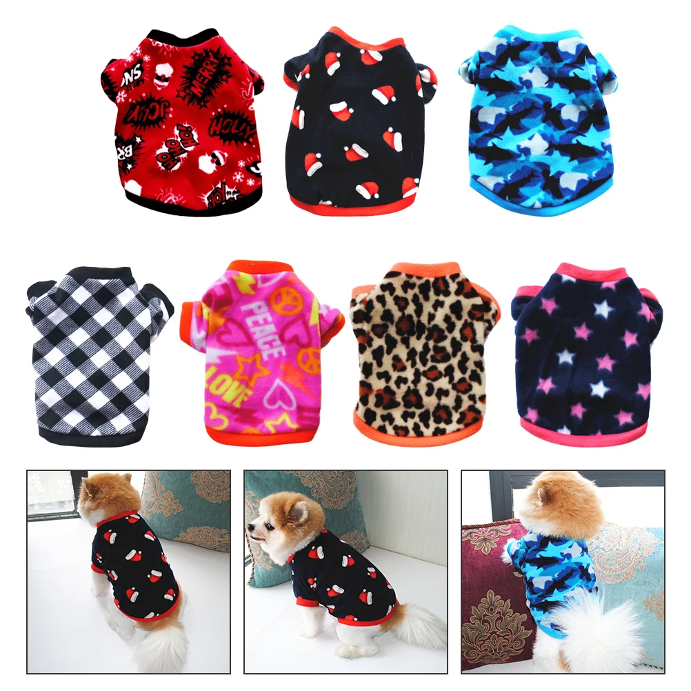 

7 Pcs Pet Warm Sweater Winter Dog Costume Polar Fleece Autumn Clothes Hoodies Keep Adorable