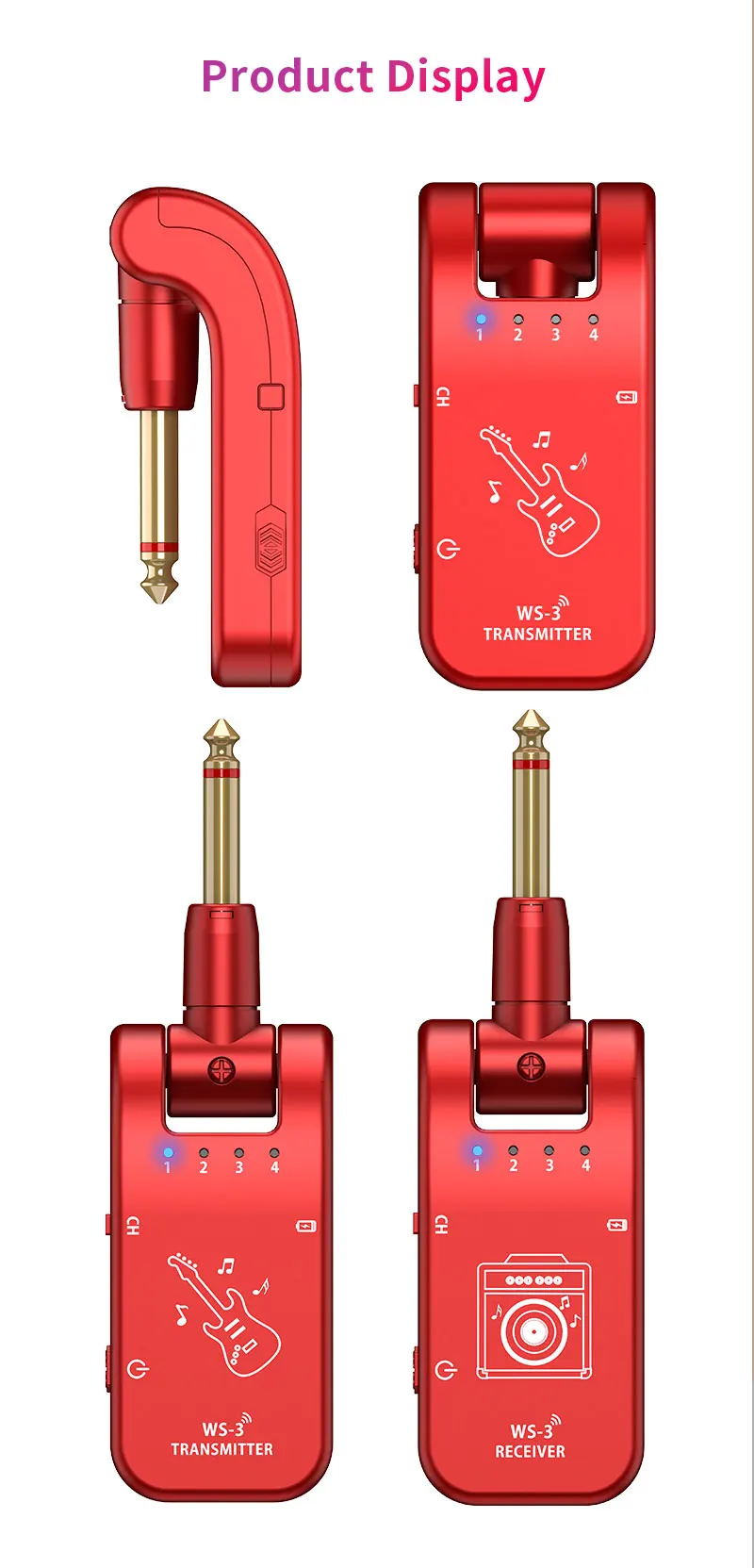 JAMJUM WS-3 Drahtloser Sender und Empfänger, Drahtloses System für E-Gitarre & Elektronische Instrumente – Detail 12