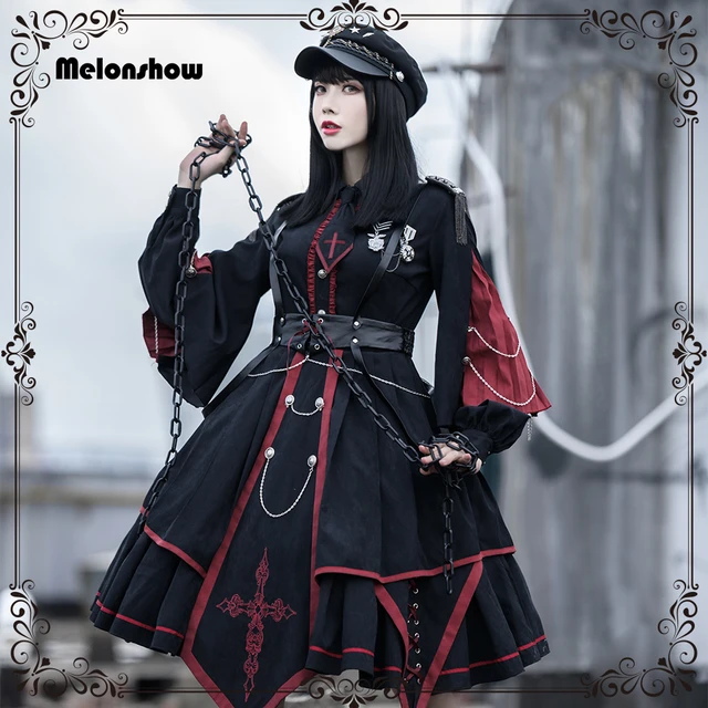 Melonshow Military Lolita Dress Black Gothic Dress Victorian Women Army Cosplay Halloween Kawaii Clothes Cool Punk Lolita Collection AliExpress