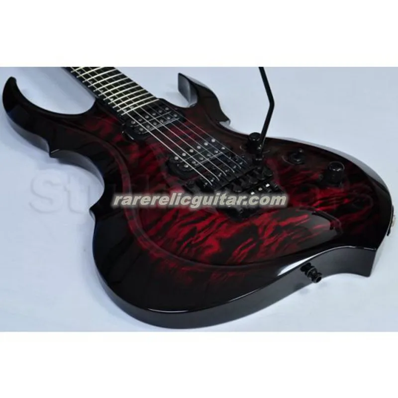 

Rare FRX CTM Black Cherry Sunburst Quilted Maple Top Electric Guitar Floyd Rose Tremolo 42mm Nut Thin U Neck Contour