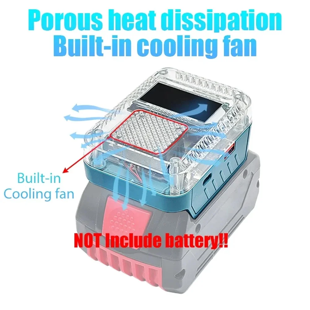 Adaptador de bateria 18v tipo-c, carregador rápido, portas usb duplas, proteção contra sobretensão, carregador de proteção contra sobretensão