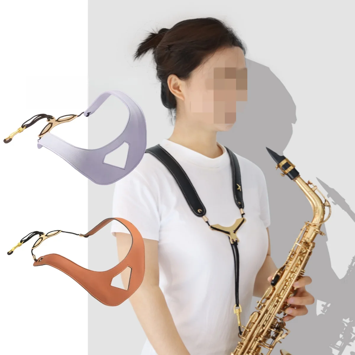 Miwayer sax pescoço cinta/comprimento ajustável couro sax ombro arnês cinta/para sax instrumento musical acessórios