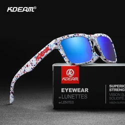 KDEAM Fashion Square Sunglasses Polarized Men Sport Shades 3D Logo Cool Mirror Lens Driving Glasses With Free Box