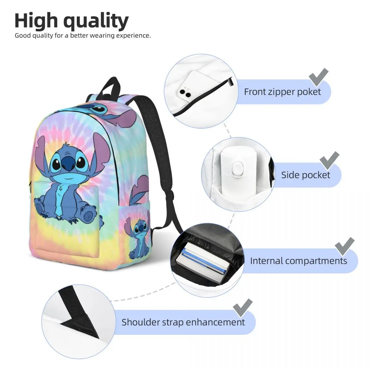 Krawatten stich Merch Rucksack Grundschule High College Schüler Bücher tasche Teenager Tages rucksack im Freien