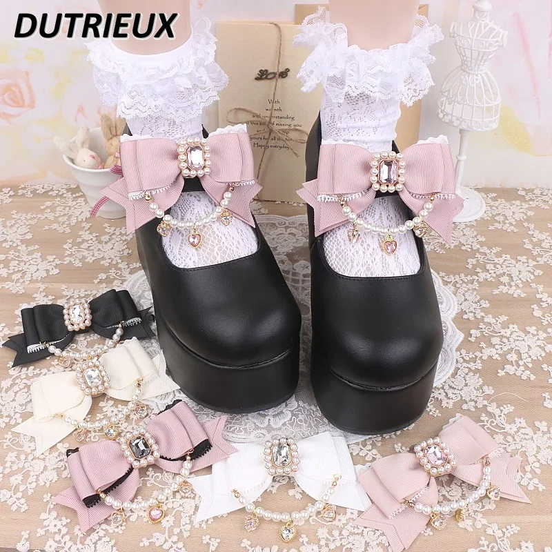 

Shoe Accessories for Women Lace Stitching Bow Beads Heart Shape Rhinestone Pendant Shoe Clip Shoe Buckle Shoes Decoration