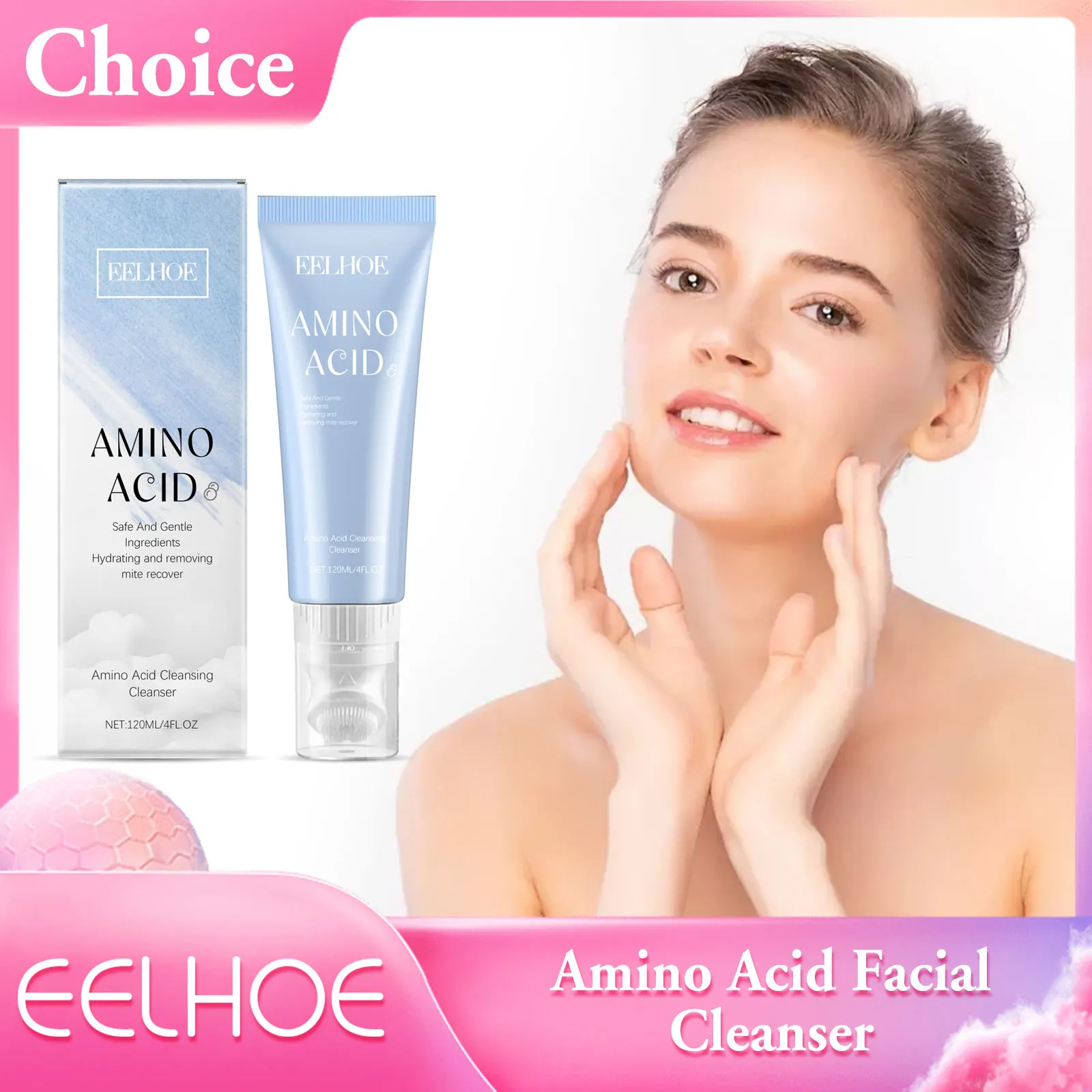 

EELHOE Amino Acid Facial Cleanser Deep Cleansing Moisturizing Blackhead Removal Face Wash Foam Brightening Skincare Facial Wash