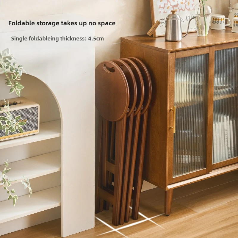 Foldable Bar Stools Thickened Bamboo Kitchen Dining Stool Adjustable Height Round Seat Easy-Install Backrest Chairs