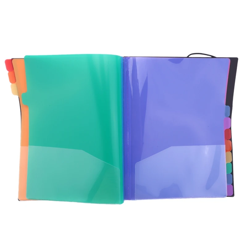 Extended Folder,12 Pocket Letters A4 Paper Item Sorter,Plastic File Storage Bag,Iridescent