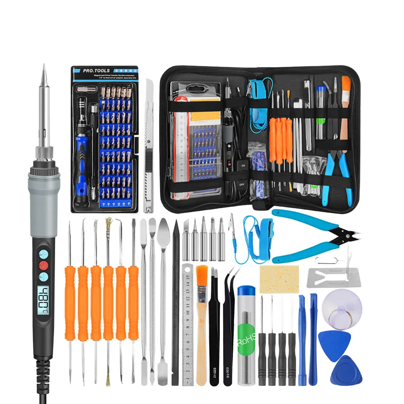

98 in 1 Electric Soldering Iron Kit Adjustable Temperature Digital Display Welding Screwdriver Tool Tweezers