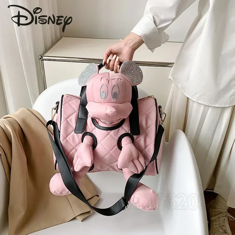 Disney Mickey New Doll Shoulder Messenger Bag Luxury Brand with Diamond Fashion Women's Handbag Cartoon Cute Doll Women's Bag