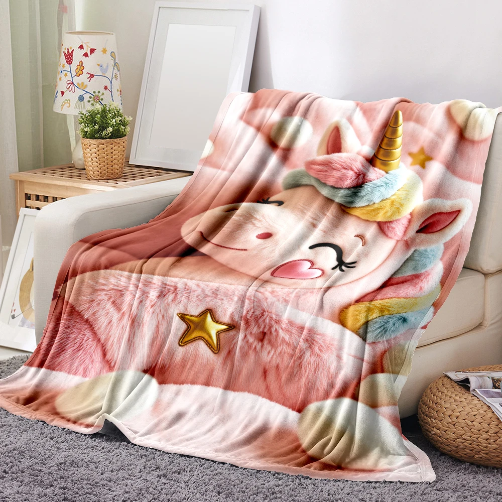 1PC lovely unicorn print blanket-made of soft plush flannel, perfect for sofas, beds or loungers. Comfortable and lovely decorat