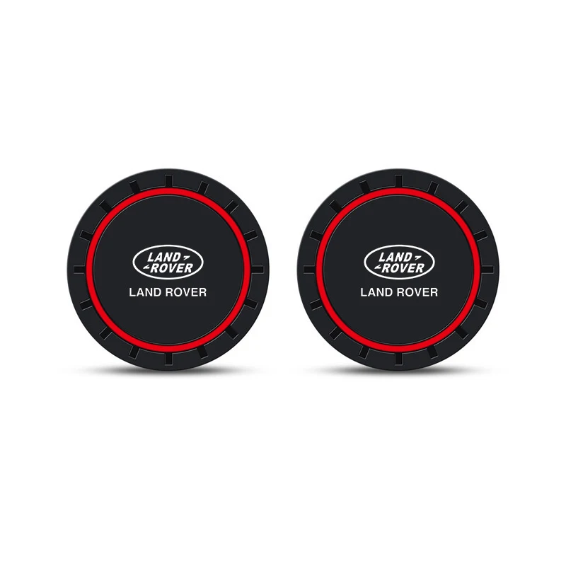 2PCS Car Coasters Water Cup Slots Non-Slip Mat Waterproof Cup Pad For Land Rover Sport Range Rover 2 Freelander Defender Evoque