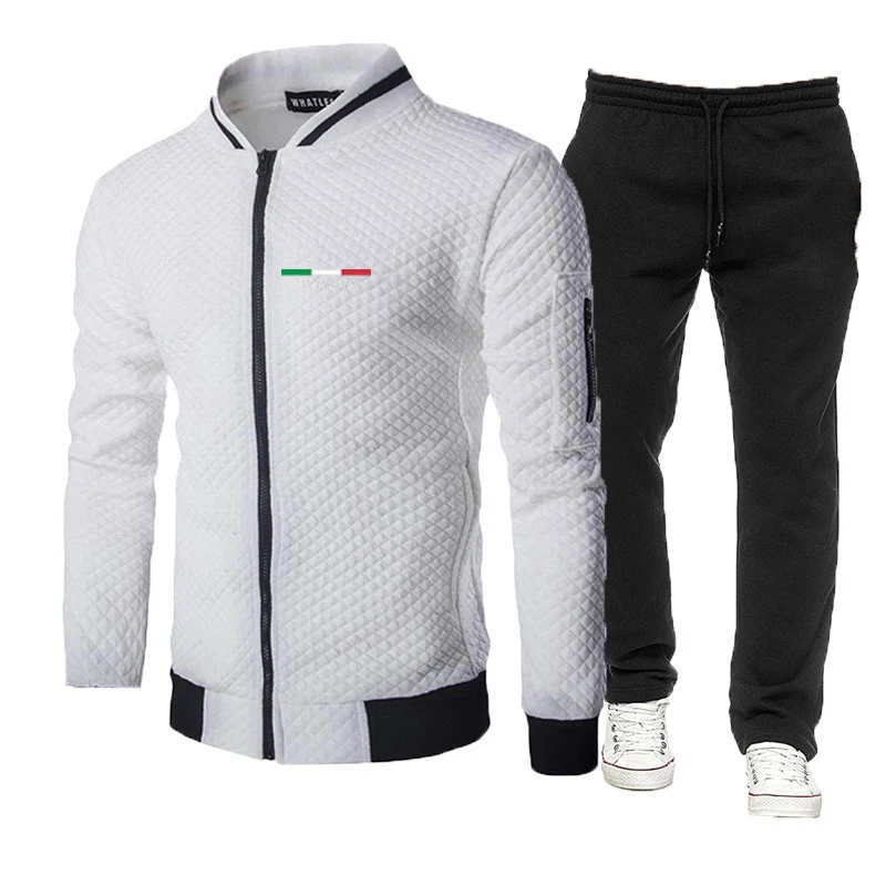 

ITALIA pattern 2025 Men Casual slim-fit Tracksuit Zipper Hoodies Top And Sweatpants Outdoor Jogging 2pcs Suit Clothes Sport Sets