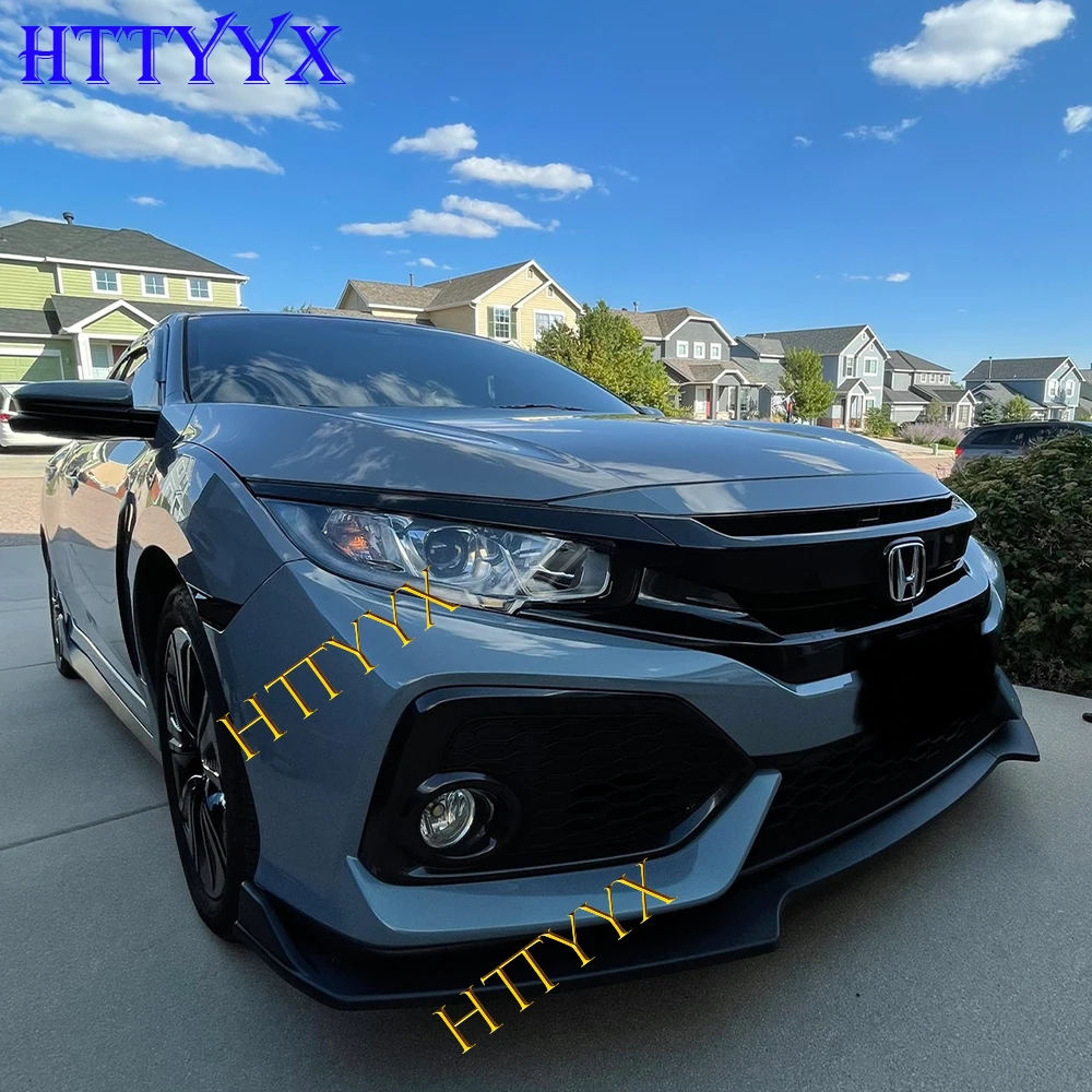 Gloss Black Car Front Bumper Splitter Lip Diffuser Body Kit Spoiler Guard For Honda Civic Gen 10Th 2016 2017 2018 2019 2020