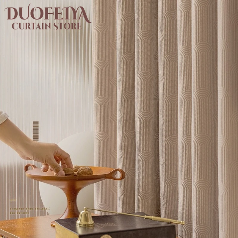 

New Simple Modern Thickened Chenille Window Curtains for Living Room Bedroom Dining Blackout Sun Protection Sound Insulation