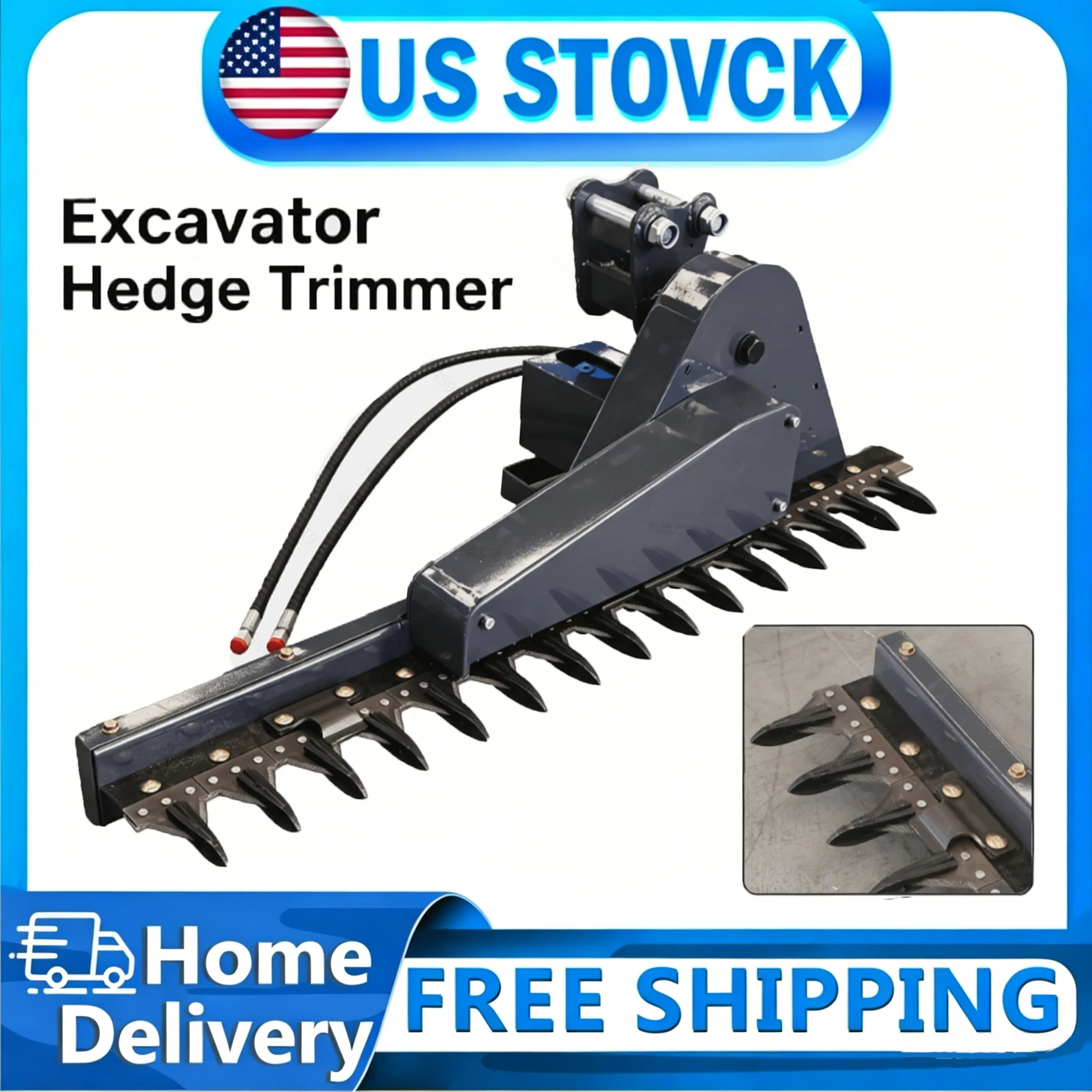 Hydraulic Hedge Trimmer Attachment for Mini Excavator Heavy Duty Excavator Mounted Hedge Cutter Brush Cutter for Landscaping Roadside Maintenance