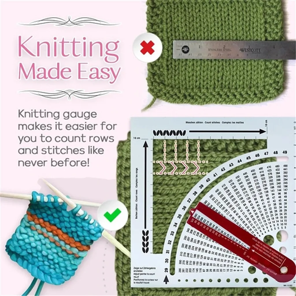 Knitting Gauge Converter, Precise Weaving Calculator and Counting Frame Rulers for Patchwork, Density Gauge Tool