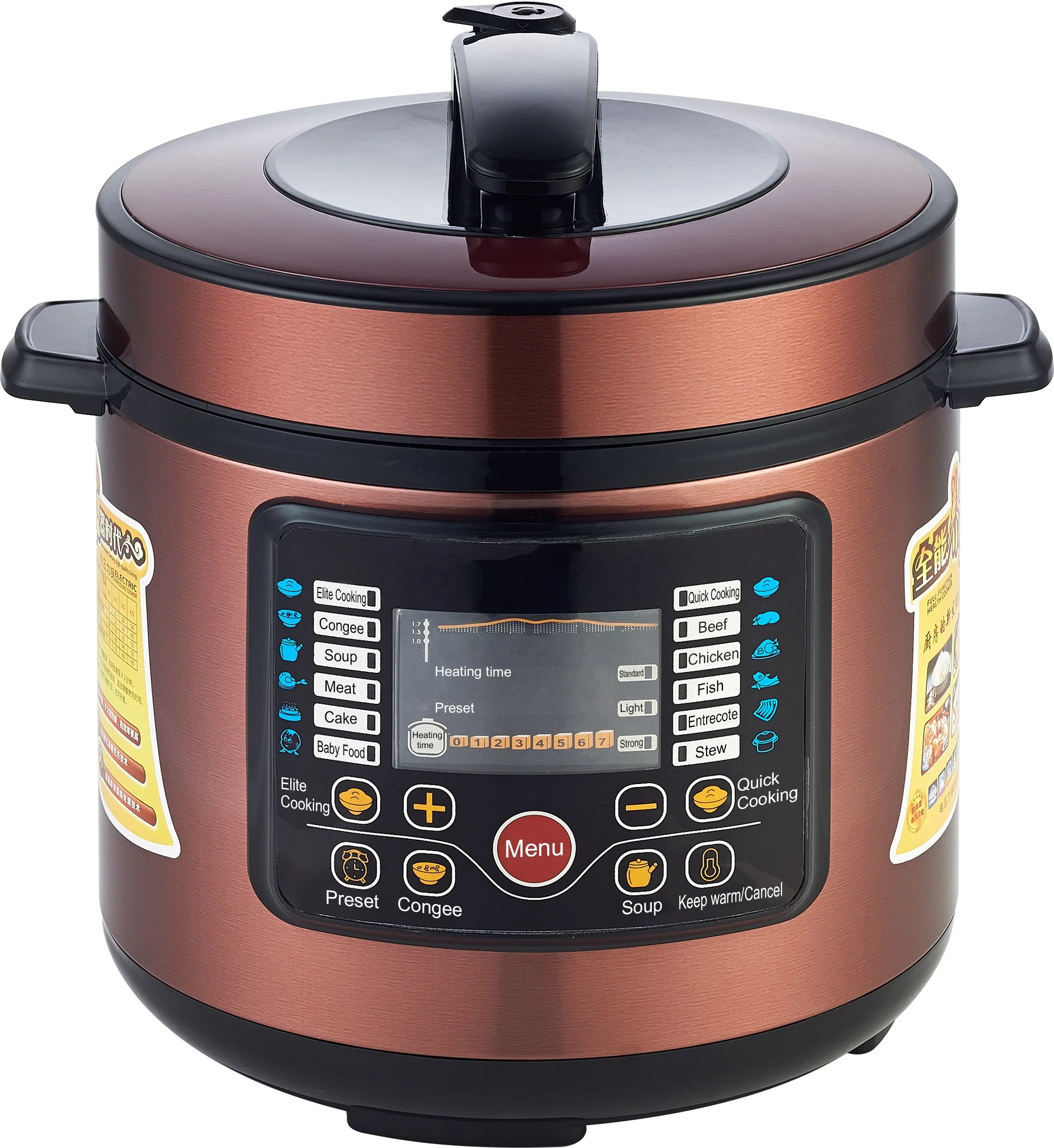 

6QT 16-in-1 Electric Pressure Cooker Multi-use Instant Heat Cooking Pot Stainless Steel Rice Cooker with Adjustable Pressure