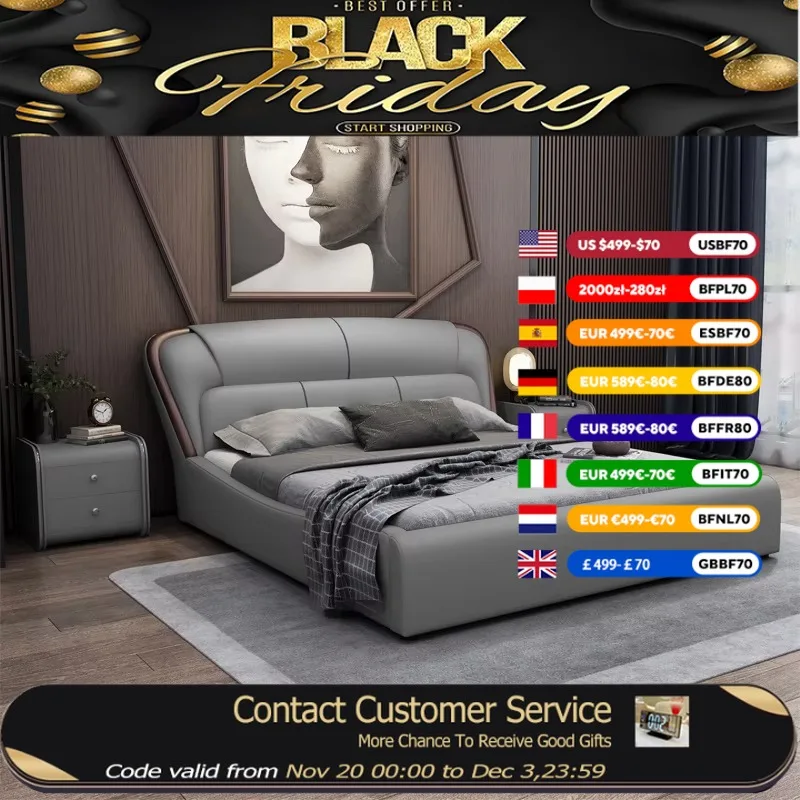 

Gray Princess Double Bed Modern Designer Europen King Size Headboards Double Bed Frames Full Size Lit 2 Personnes Home Furniture