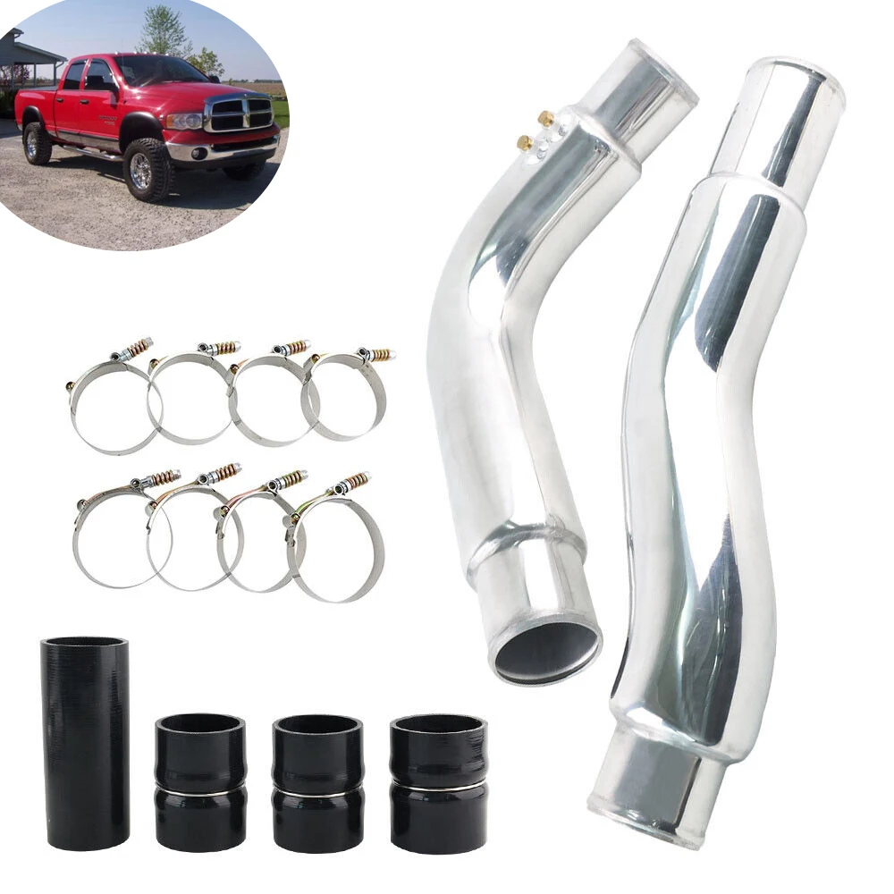 PERFORMANCE UPGRADE Polished Intercooler Pipe & Boots Kit For 2003-07 Dodge Ram 5.9L Cummins Diesel engine