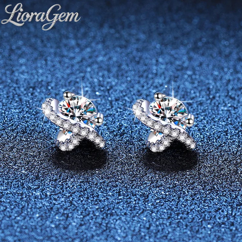 LioraGem 0.5 Carat D Moissanite Stud Earrings for Her, Personalized Trendy Cosmic Star Earrings Platinum PT950 Stamp