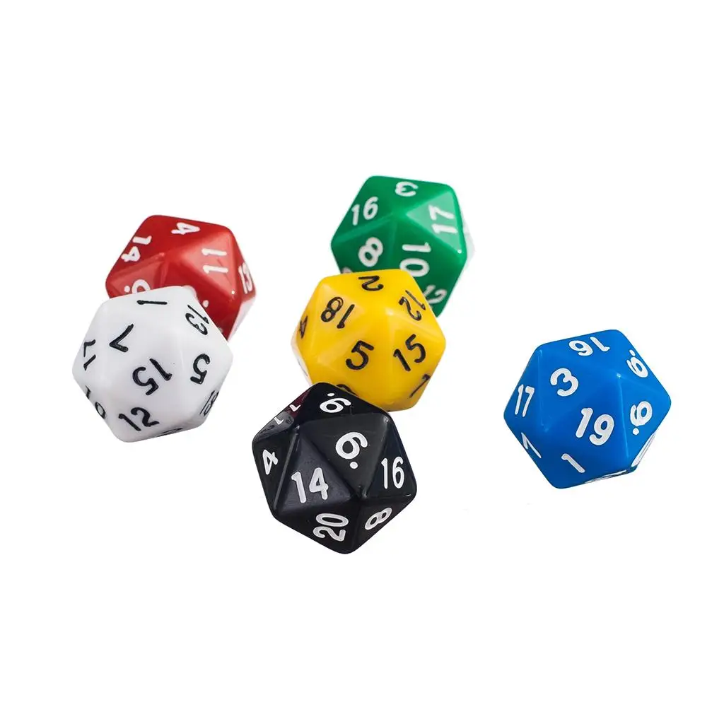 MagiDeal Novelty 6Pcs D20 Gaming Dice Twenty Sided Die RPG Six Opaque Colors for Funny Family Club Sport